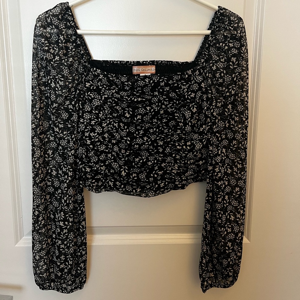 Black and white floral top